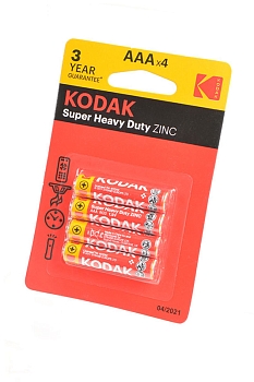 Батарейка (элемент питания) Kodak Extra Heavy Duty R03 BL4, 1 штука